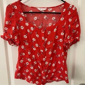 Elodie Red Floral Blouse